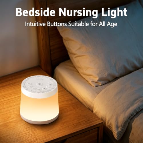 Image of Rechargeable Nursery Night Light Sound White Noise Machine for Baby Kids Adults with Hushing Sounds 30 Sleeping Sounds 12 Colors Night Light 4 Timers Memory Function for Home Breastfeeding Camping