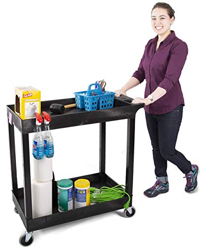 Stand Steady Original Tubstr 2 Shelf Utility Cart/Service Cart Supports up to 400 lbs. - Heavy-Duty Storage Cart for Garage, Warehouse, Kitchens, Plastic Tub Carts with Deep Shelves (Black, 32 x 18) - Thumbnail 7