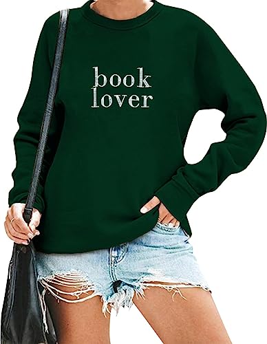 MOUSYA Book Lover Embroidered Sweatshirt Women Funny Reading Book Long Sleeve Shirt Casual Teacher Pullover Tops2