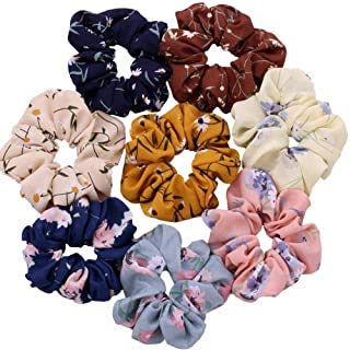 AURINKO® Scrunchies Hairbands Hair tie Hair Accessories Satin Ponytail Holders Handmade Gifts (Designer (Set of 8)
