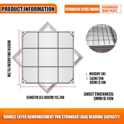 Couvercle d'inspection durable 40x40 encastrable en acier inoxydable