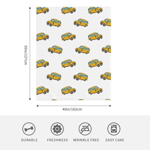 Image of School Bus Blanket 40 inchx50 inch - Soft Plush Throw for Kids, Adults & Home Decor - Cozy Fleece Blanket for Couch, Bed, Sofa - Fun Gift for Boys, Girls, Teachers