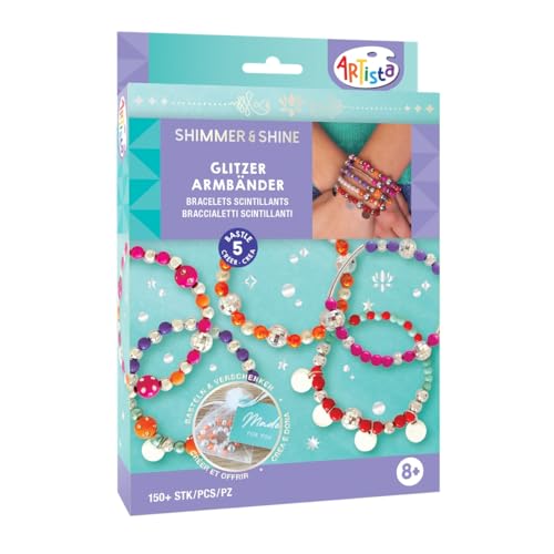 ARTISTA 9342997 Bastelset Glitzer Armbänder, Schmuckbastelset, DIY Schmuckset für Kinder ab 8 Jahren ARTISTA 9342997 Bastelset Glitzer Armbänder, Schmuckbastelset, DIY Schmuckset für Kinder ab 8 Jahren