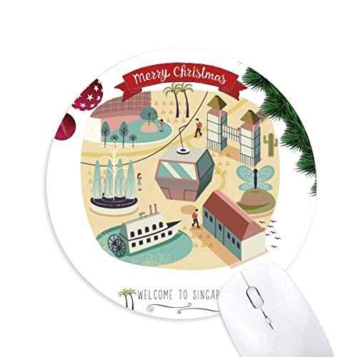 Singapur Theme Park Cable Car Round Rubber Maus Pad Weihnachtsbaum Mat