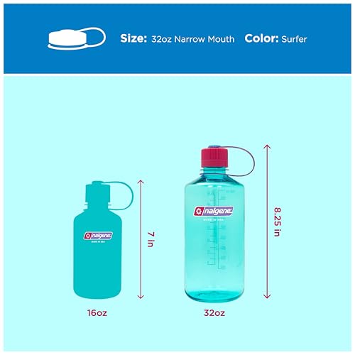 Image of Nalgene 32 oz Narrow Mouth Water Bottle | BPA-Free, Durable & Leak Proof, Lghtweght Bottle for Hkng, Gym & Travel, Surfer