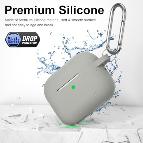 Image of for AirPods Pro 2nd 1st Generation Case Cover with Keychain, Protective Soft Silicone Skin Accessories for Apple AirPods Pro Charging Case 2022 /2019, Front LED Visible, Grey