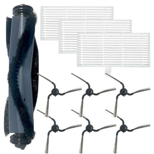 Homeponnew Juego de filtros de cepillo lateral principal para aspiradora robot eufy C10 con estación de vaciado automático, kit de piezas de repuesto con 1 cepillo principal, 3 filtros, 6 cepillos