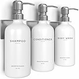 Luxury Shampoo and Conditioner Dispenser Set Wall Mounted by Brighter Barns - Refillable...
