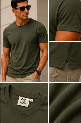 Image of Men's Solid Cotton T-Shirt Pack of 3 | Breathable Round Neck Combo | Half Sleeve | Solid-Regular Fit Casual Wear