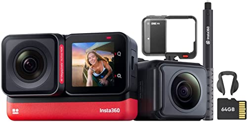 Insta360 One RS Twin Edition Kit Get-Set - Cámara de acción de Lentes Intercambiables: Lente 4K 60fps y Lente 5.7K 360. Estabilización FlowState, Fotos de 48 MP, HDR Activo, Resistente al Agua Cover