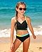 Girls Bikini Tween Bathing Suits Soild Black Set Girls' Two-Piece Swimwear 7-8 Years Size 7 Size 8