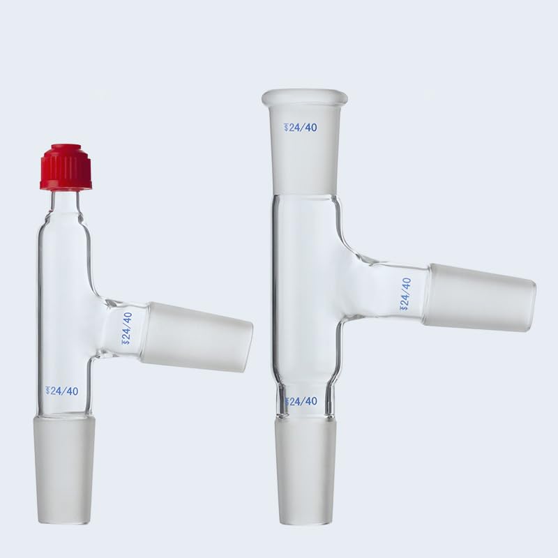 Adaptador de Vidrio de Tres vías 24/40, Curvado a 75 Grados, Cabezal de destilación, cristalería de Laboratorio