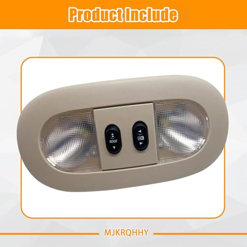 Image of 7L3Z-18519A70-BA Overhead Console with LED Dome Map Light & Sunroof Switch COMPATIBLE WITH Ford F150 2004-2008 For Lincoln Mark LT 2006-2008 Cab Interior Ceiling Roof Reading Lamp, Beige