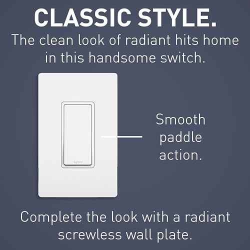Legrand radiant TM873WCC10 15 Amp Rocker Wall Switch, 3-Way Decorator Light Switches, White (1 Count) - Thumbnail 2