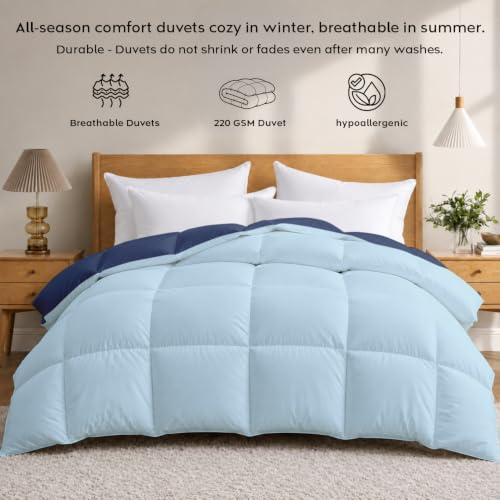 Image of AYKA Reversible Comforter 220 GSM Microfiber Reversible AC Comforter /Blanket for Winter /Quilt /Dohar /Duvets for King Size Blanket /Comforter Double Bed (Aqua & Navyblue, 90 * 100 inch)