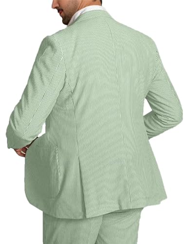 Mens 2-Piece Seersucker Suit Men Beach Wedding Casual Prom Summer Wear Striped Blazer and Pants2