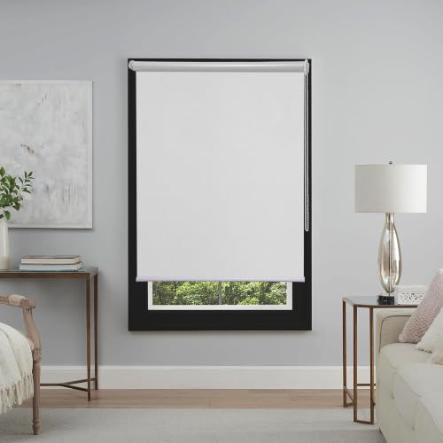 Image of Roller Blinds 300 GSM Polyester Fabric Waterproof & Sun Blockage Corded Roll Up and Down Blinds Curtains for Window, Door, Balcony (White Color 2.5 X 11 Feet, Pack of 1 Piece)