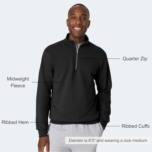 Hanes Men's Quarter-zip Pullover, Ecosmart Fleece Pullover Shirt for Men, Cotton Blend - Image 4