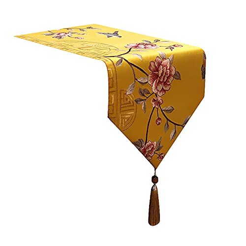 WSCC Runner De Table Tassel, Tissu De Haute Précision, Broderie Exquise, Parfaitement Décorer Votre Longue Table à Manger, Table Basse, Table De Livres, Coiffeuse(Size:35×170cm,Color:D)