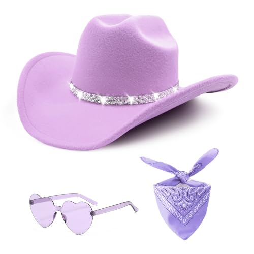 ONECOS 3Pcs Rhinestone Cowboy Hat for Women with...