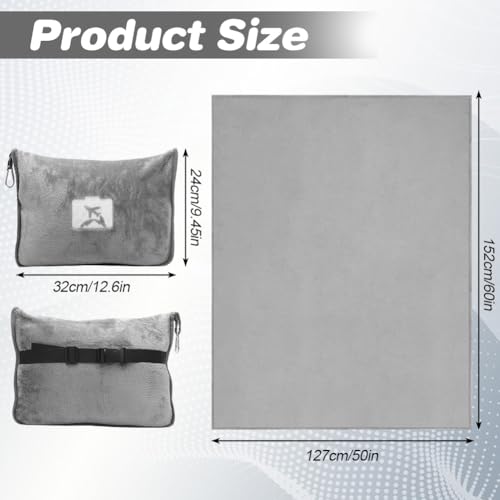 2 in 1 Reisedecke & Reisekissen mit Reißverschluss, Multifunktionales Kissen, Weiche & Warme Flugzeugdecke Kuscheldecke Kopfkissenbezug Kompakte Decke für Flugzeug, Auto, Büro,127x152cm