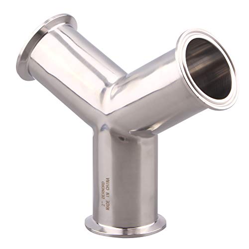 Image of DERNORD Tri Clamp Wye Clamp End True Y Type Cross Tee Tube Stainless Steel 304 Three Way Elbow 2 Inch Pipe OD