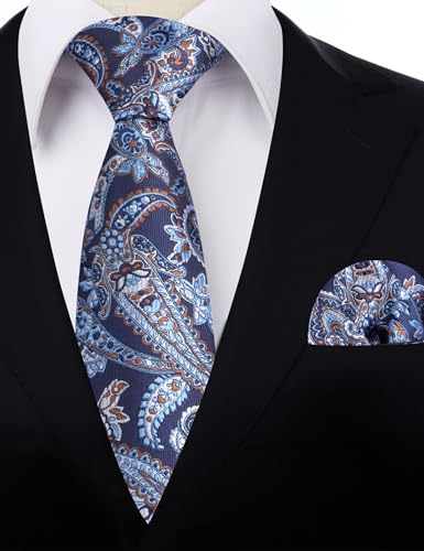 Image of Alizeal Mens 3.15'' Vintage Paisley Tie Pocket Square Set | Elegant Perfect for Banquet Wedding and Party