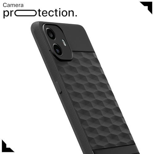 Image of Pikkme Back Cover for CMF by Nothing Phone 1 5G Camera Protection 3D Hexa Cube Design Silicone Protective Bumper Case (Black)