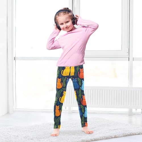 Colorful Cute Cat 2 Girls Leggings Athletic Pants Tights Stretch Bottom4