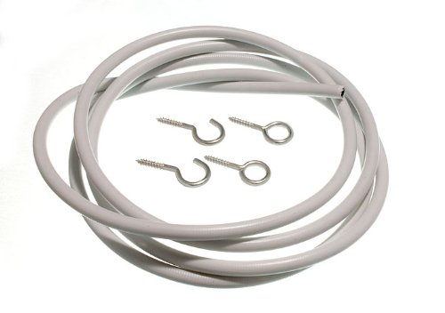 Curtain Net Expanding Wire White 48 Inch 4 Ft with 2 Hooks & 2 Eyes Cp