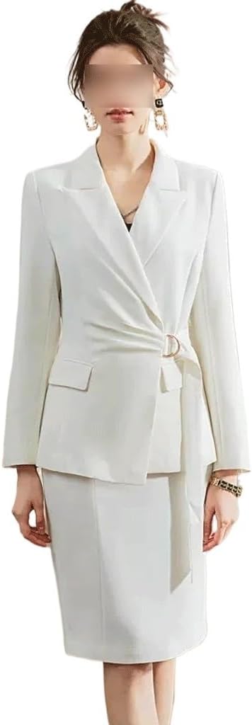 White High-end Long-Sleeved Suit Dress Fall and Winter Waisted Flight Attendant Professional Workwear