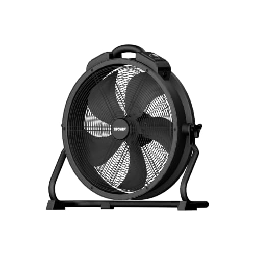 Image of XPower FD-500D 20” Commercial Air Circulator Fan, 90W Energy Saving Quiet Utility Fan with 360° Rotating Rack Stand, Heavy Duty Portable Floor Fan