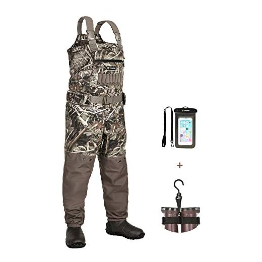 TIDEWE Breathable Insulated Chest Wader with Boot Hanger, 1200G Insulation Waterproof Bootfoot Hunting Wader with Steel Shank Boots, 120 Insulated Liner Realtree Max 5 Camo Fishing Wader (Size 9)