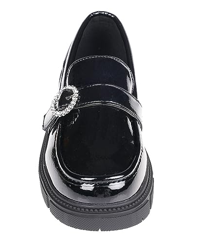 bebe Girl's Mary Jane Loafers Patent Platform Casual Black Uniform Shoes for Girls - Kids School Shoes Little Kid/Big Kid4