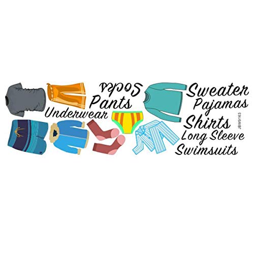 Bamsod Boys Clothes Lables Dresser Decals For Wardrobe Clothing Classification Decor,Creative Life Label Vinyl Wardrobe Wall Stickers Kids Bedroom Nursery Decor Home Decoration, Male Clothing Label #TOP5