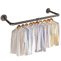 Industrial Pipe Clothes Rack, eSynic 60CM Wall Mounted Tidy Rail U-Shaped Drying Rack Wall Mounted Clothes Rail Industrial Antique Decorative Bar Rod Garment Clothes Hanging Bar for Cloakroom etc