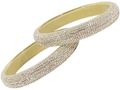 Image of NMII Glass with Zircon Gemstone and Glitter Kada Set For Women and Girls