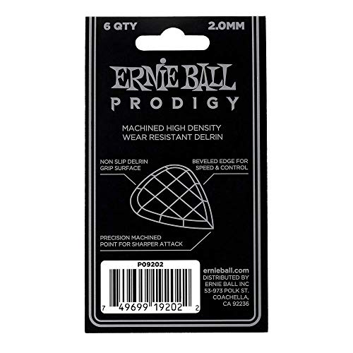 Ernie Ball Prodigy Guitar Picks, White, 2.0 mm