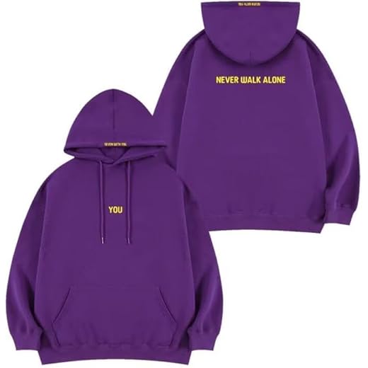 FUJUTANG Jimin with You Hoodie Sweater Jimin Hoody You Never Walk Alone Pullover Sweatshirt Purple