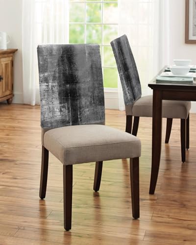 4 Packs Black Grey Painted Dining Chair Back Cover, Decorative Kitchen Dinner Chair Seat Covers Washable Chair Slip Covers,Slipcovers Protect for Dinning Room Abstract Contemporary Smear Graffiti Art