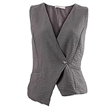 Amazhiyu Anzugweste Damen, Leinenweste Kurz Ärmellos Westen, V-Ausschnitt Leinen DamenWesten Vintage Sommer Weste, Knopfleiste, Regular Fit, Grau, M