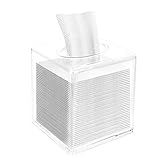 dedoot Soporte para caja de pañuelos, caja dispensadora cuadrada de acrílico con tapa, organizador de papel de servilleta transparente para baño, dormitorio, cocina