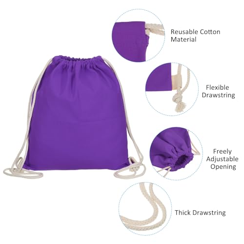 PATIKIL Cotton Drawstring Bags, Cotton Drawstring Backpack Foldable Sports Gym Bags for Women Men Gym Sports Trip Purple - Image 4