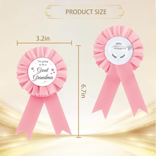 Image of Great Grandma To Be Tinplate Badge Pin, Pink Rosette Baby Shower Button Pin, Gender Reveal Badge for Grandparents, Grandma Brooch Buttons for Newborn Baby /Welcome Baby Party to Wear