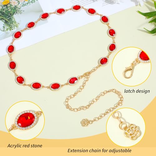 Red Chain Belt for Women Dress - Vintage Red Rhinestone Cowgirl Western Waist Chain Belt, Gift for Women Birthday, Graduation, Wedding3