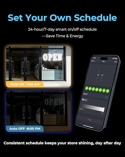 Image of Open Sign for Business, 40 inchx14 inch Jumbo Open Sign with Timer and Remote Control, Dynamic Light Modes Led Signs for Storefront Window Bar Salon Cafes Retail Shops White