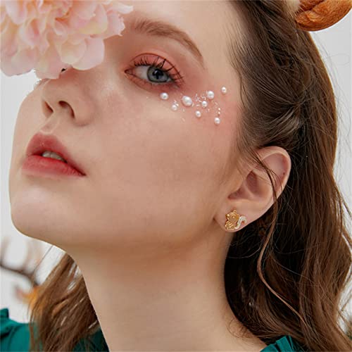 MALOYANVE Fun Squirrel and Pine Cone Stud Earrings Asymmetrical Crystal Nut Squirrel Animal Ear Stud Earrings for Women4