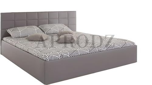 Image of APRODZ Upholstered King Size Bed with Box Storage (Light Grey Leatherette)