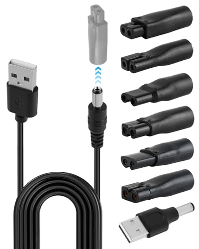 5V Chargeur de Rasoir Câble universel avec 7 Embouts Connecteurs Kit d'Adaptateur d'Alimentation Connecteur Charging Line pour Différentes Marques de Rasoir...