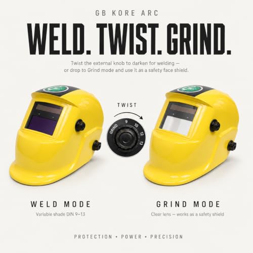 Image of Auto Darkening Welding Helmet - Solar & Battery Powered, Adjustable Shade Control, Range for MIG, TIG, MMA, and Plasma Welding | Safety Helmet for Indian Welders (Yellow)